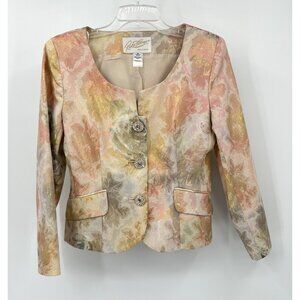 vintage 80s RICKIE FREEMAN jacket blazer metallic rhinestone buttons formal 8